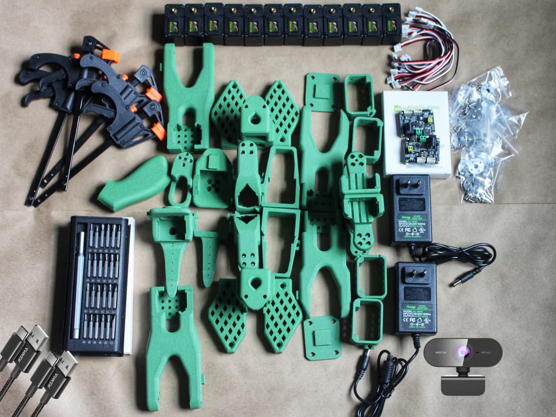 Image of the robot kit components laid out.